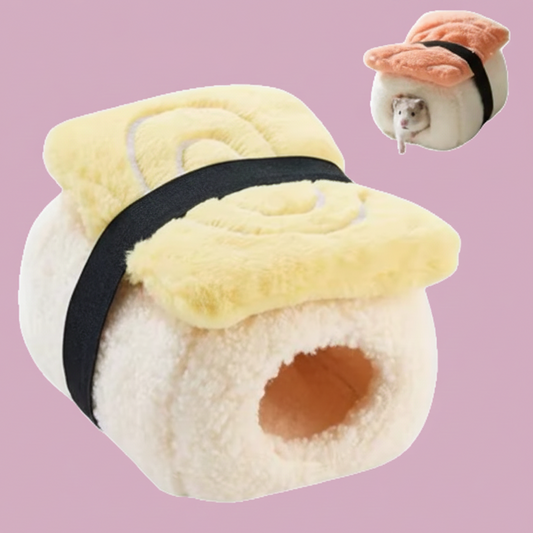 Sushi-Style Cotton Bed for Hamsters – Cozy Winter Home for Small Pets
