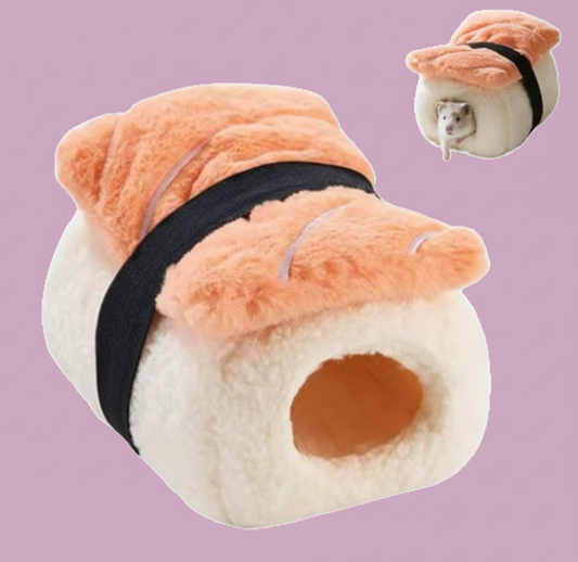 Sushi-Style Cotton Bed for Hamsters – Cozy Winter Home for Small Pets